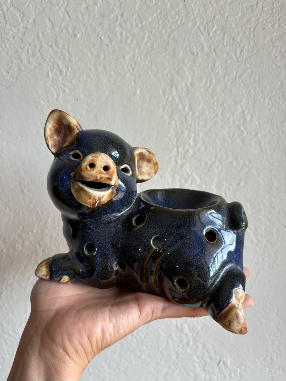 Vintage 1960’s French Ceramic Pig tea light wax warmer